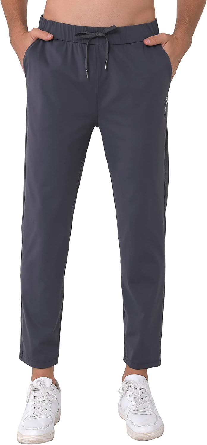 Mens Stretch Travel Pants 27" Inseam Quick Dry Light Weight Sweatpants Workout Casual Joggers with Pockets